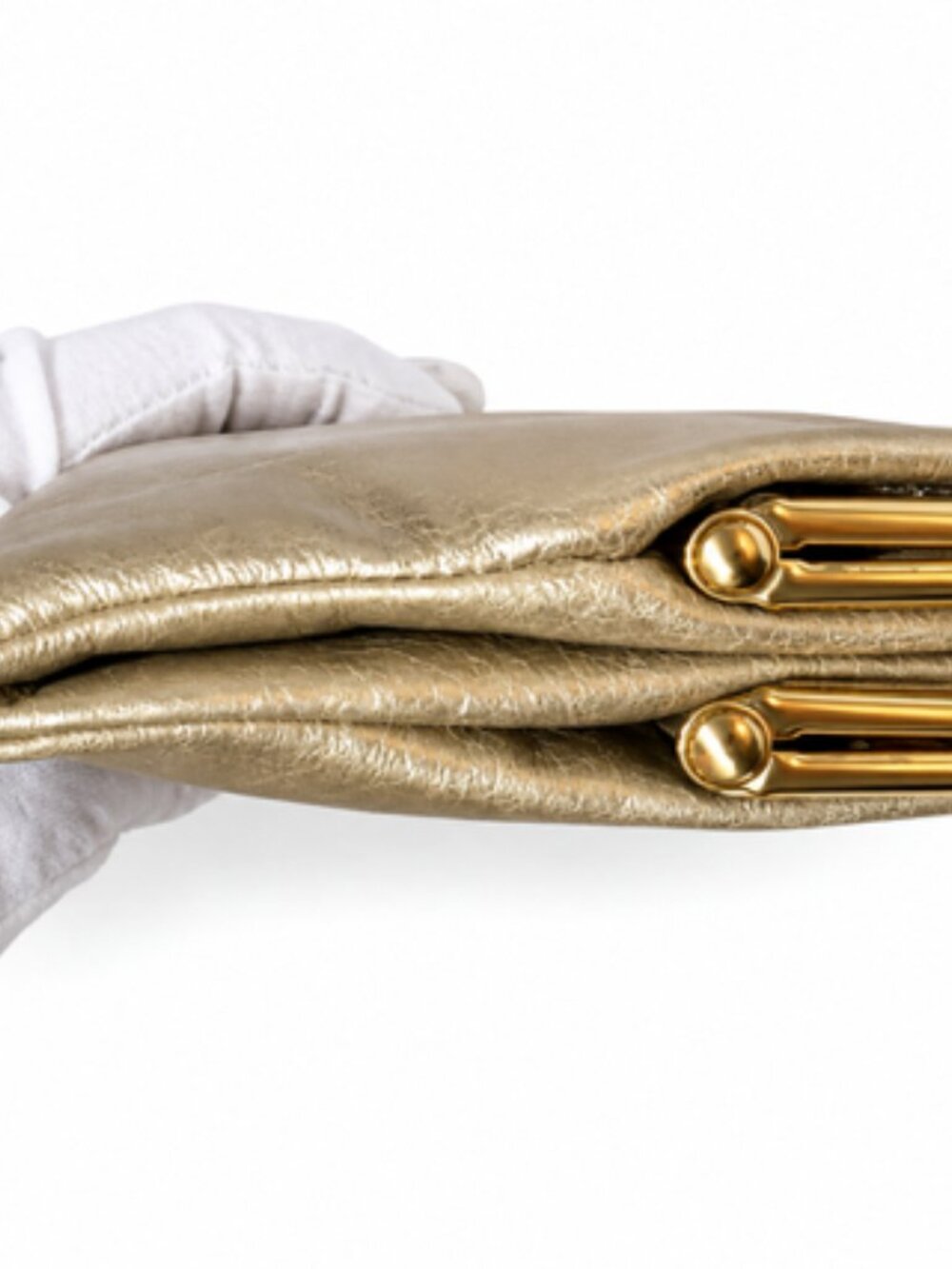 HOBO International Lauren Metallic Gold Leather Double Frame Clutch Wallet - Picture 3 of 12